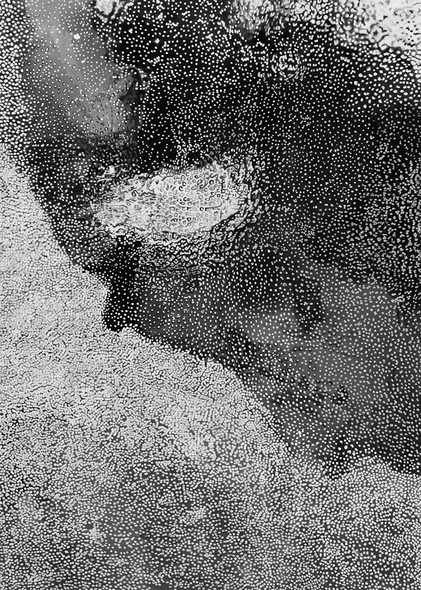 Leslie Parke’s oil painting “Melting Frost” is one of a series of explorations of the frost on her studio window. Courtesy of Bennington Museum 