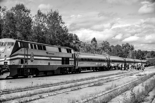 Amtrak’s Ethan Allen Express stops in Saratoga Springs on its way from Burlington, Vt., to New York City. photo by Joan K. Lentini
Amtrak’s Ethan Allen Express stops in Saratoga Springs on its way from Burlington, Vt., to New York City. photo by Joan K. Lentini