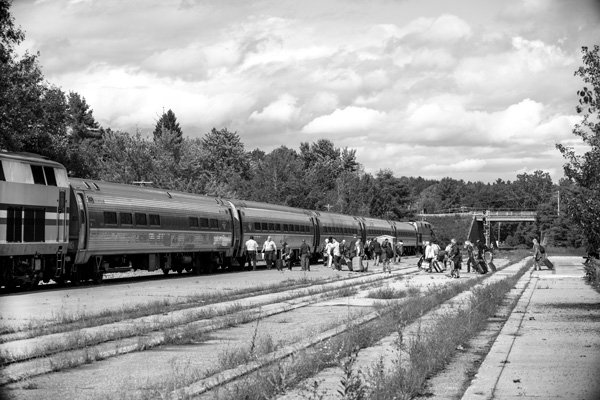 Travelers prepare to board Amtrak’s Ethan Allen Express last month in Saratoga Springs. The train, which previously ran between New York City and Rutland, now continues north to Burlington. Joan K. Lentini photo Travelers prepare to board Amtrak’s Ethan Allen Express last month in Saratoga Springs. The train, which previously ran between New York City and Rutland, now continues north to Burlington. Joan K. Lentini photo