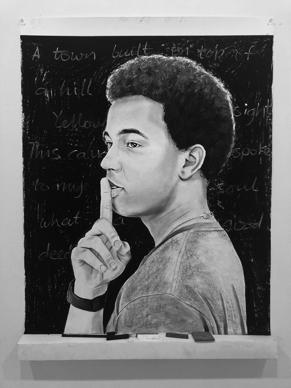 Conrad Egyir’s new exhibit, “Travelogue,’ which opened in June at Gallery 51, includes his portraits of, from left, Odiase Williamson, Winston Wall and Delano Mills, along with others he met in the course of his artist residency at MCLA. Courtesy photos Conrad Egyir’s new exhibit, “Travelogue,’ which opened in June at Gallery 51, includes his portraits of, from left, Odiase Williamson, Winston Wall and Delano Mills, along with others he met in the course of his artist residency at MCLA. Courtesy photos